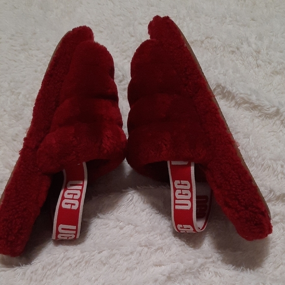 UGG Red Plush Slide Slippers - Picture 4 of 9